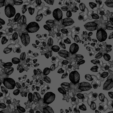 Tekstil tasarımı için suluboya tropikal yaprakları ve çiçekleri olan modern, soyut, dikişsiz desen. Geçmişe dönük parlak yaz geçmişi. Orman yaprakları çizimi. Mayo botanik tasarımı. Antika egzotik baskı.