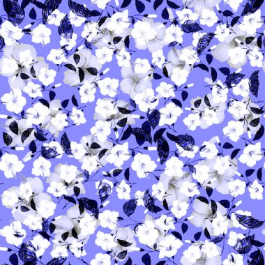 Tekstil tasarımı için suluboya tropikal yaprakları ve çiçekleri olan modern, soyut, dikişsiz desen. Geçmişe dönük parlak yaz geçmişi. Orman yaprakları çizimi. Mayo botanik tasarımı. Antika egzotik baskı.