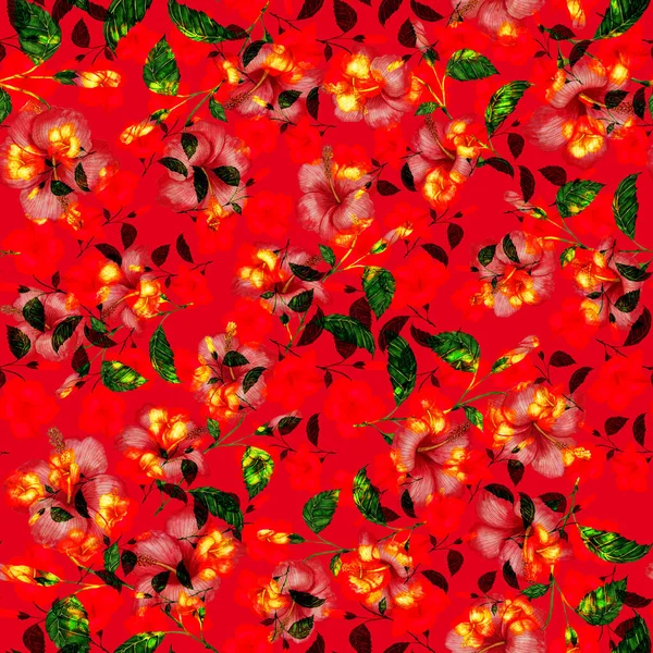 Moderno Patrón Abstracto Sin Costuras Con Hojas Tropicales Acuarela Flores —  Fotos de Stock