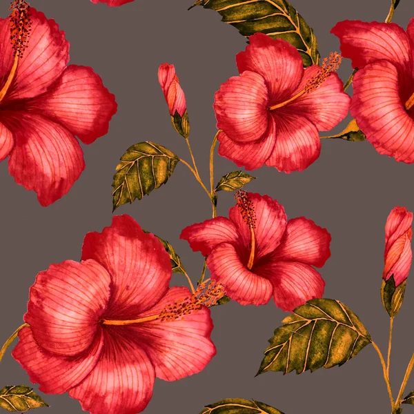 Tekstil tasarımı için suluboya tropikal yaprakları ve çiçekleri olan modern, soyut, dikişsiz desen. Geçmişe dönük parlak yaz geçmişi. Orman yaprakları çizimi. Mayo botanik tasarımı. Antika egzotik baskı.