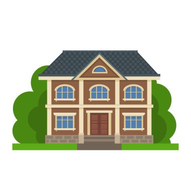 Renkli daire konut ev. Özel konut mimarisi. Aile ev. Geleneksel ve modern ev. Düz stil vektör çizim