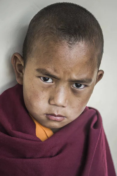 Spiti Valley Índia Junho 2017 Retrato Monge Budista Novato Spiti — Fotografia de Stock