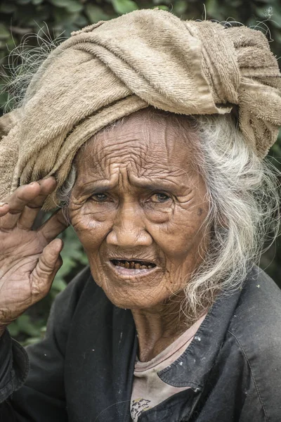 Bali Indonésia Setembro 2016 Retrato Uma Mulher Velha Tradicional Bali — Fotografia de Stock