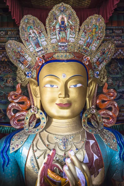 Estátua Buda Maitreya Thiksey Gompa Mosteiro Budista Tibetano Leh Ladakh — Fotografia de Stock