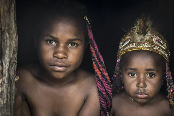Baliem Valley Papua Zachodnia Indonezja Listopada 2017 Niezidentyfikowane Dzieci Plemienia — Zdjęcie stockowe