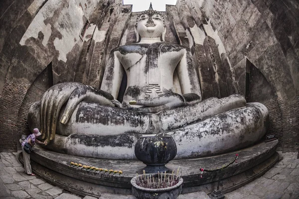 Sukhothai Tailandia Enero 2017 Gran Estatua Buda Templo Wat Chum —  Fotos de Stock