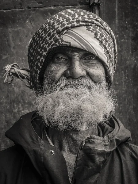Old Delhi India January 2013 Portrait Black White Old Man — Stock Photo, Image