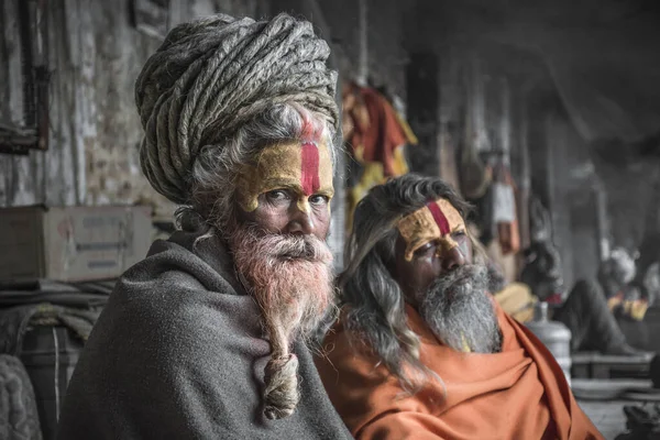 Pashupatinath Temple Kathmandu Nepal February 2019 Portrait Sadhu Pashupatinath Temple — Stock Photo, Image