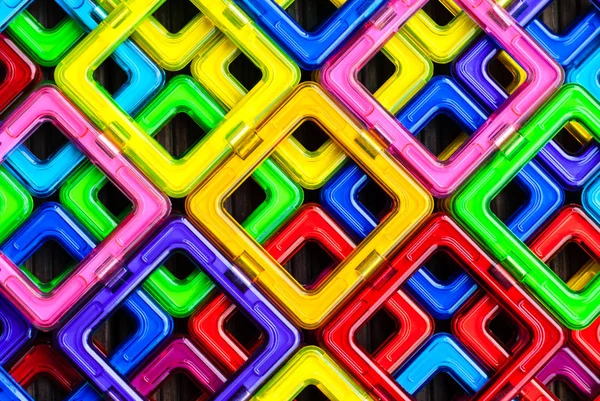 Patrón Fondo Cuadrados Colores Del Constructor Magnético Figuras Geométricas — Foto de Stock