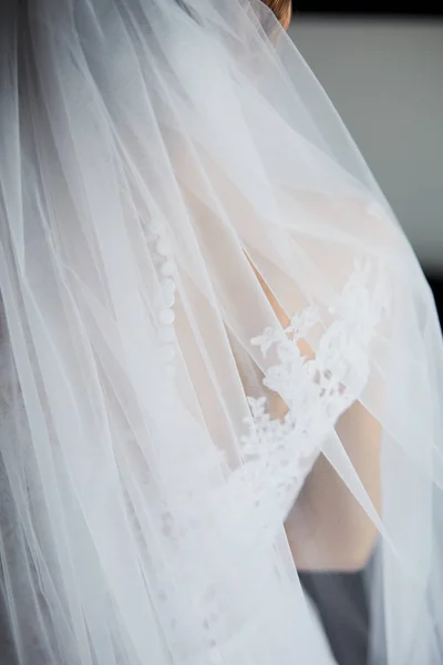 La bella sposa di nuovo in abito da sposa — Foto Stock