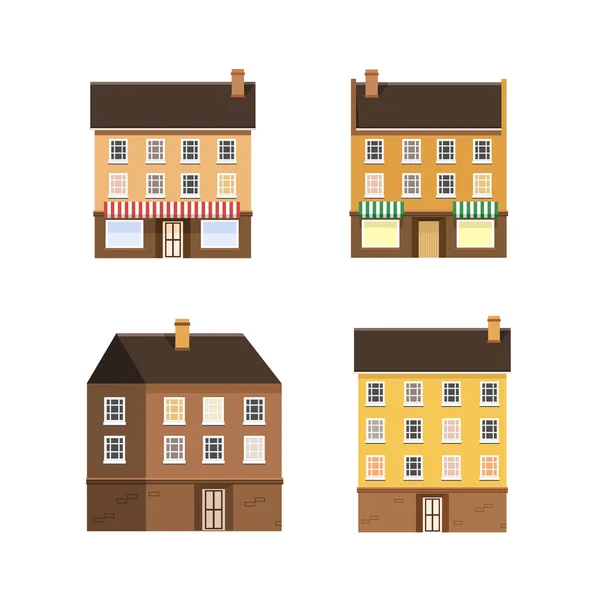Set delle Case Piccola Città — Vettoriale Stock