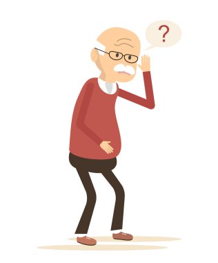 Deaf Old Man Trying to Hear clipart