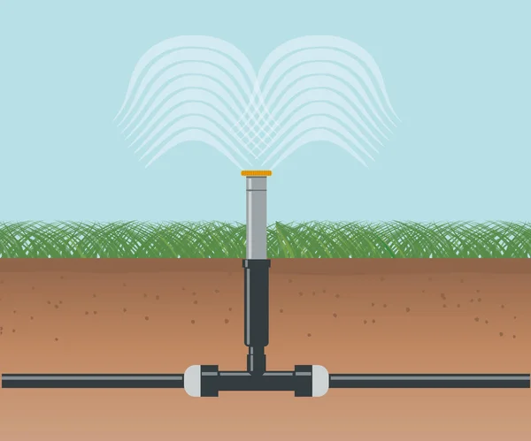 Bewässerung. automatische Sprinkleranlage — Stockvektor