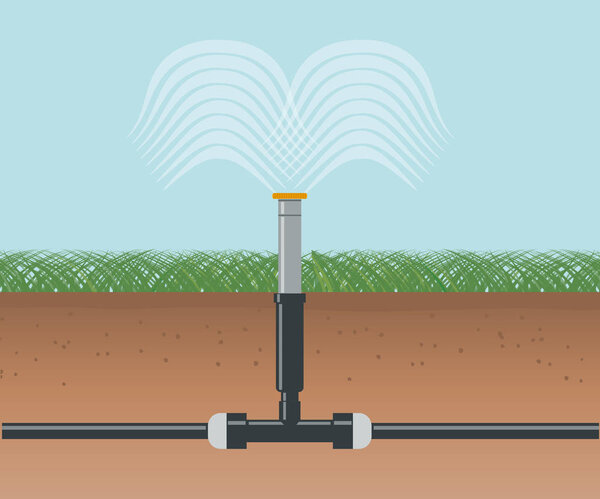 Water Irrigation. Automatic Sprinklers System