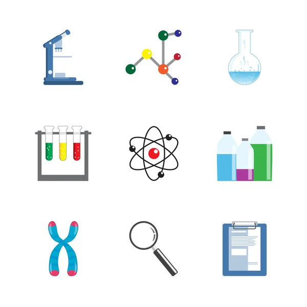 Laboratorium wetenschap apparatuur Icon Set Rechtenvrije Stockillustraties