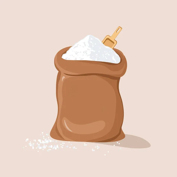 Sugar or Salt with Scoop in Sack — Stock Vector