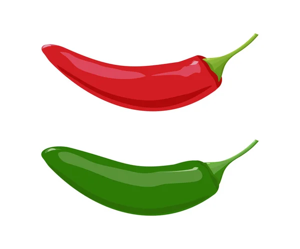 Červené a zelené papričky jalapeňo. — Stockový vektor