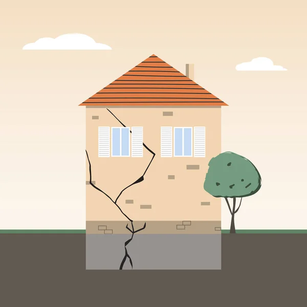 Hauswand mit Riss im Fundament Stockillustration