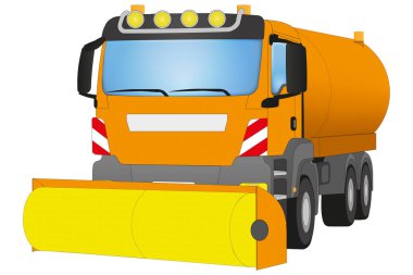 Sarı fırça ile sokak süpürme aracı