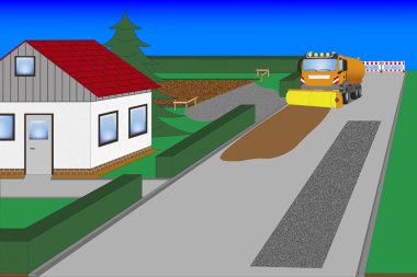 sokak süpürme aracı ile yol çalışmaları