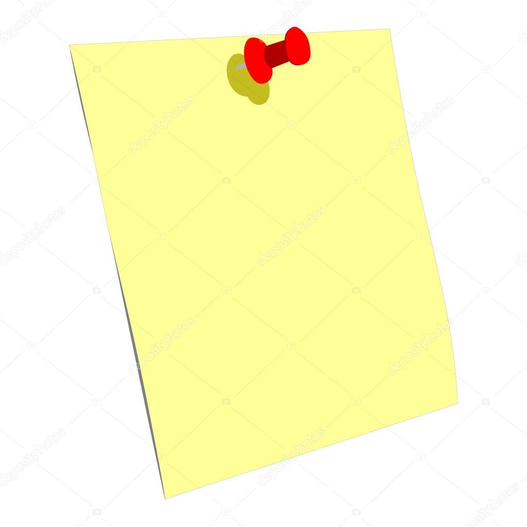 Notice Paper with Pin Isolated on white Background