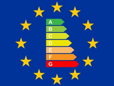 Enerji etiketi ile Avrupa Birliği bayrağı