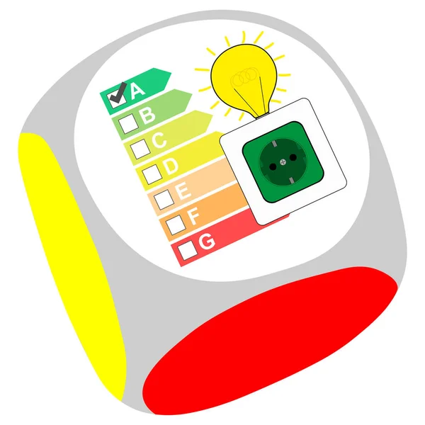Enerji tasarrufu, etiket, soket ve ampul ile küp