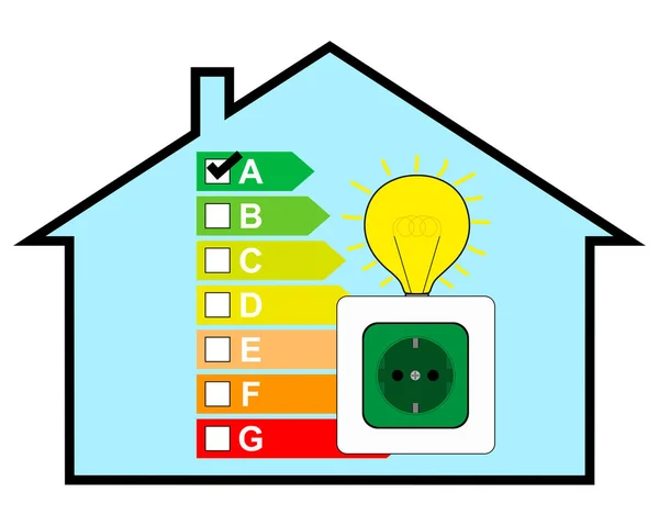Energy Efficient House with Energy Label Class A — Stock Photo, Image