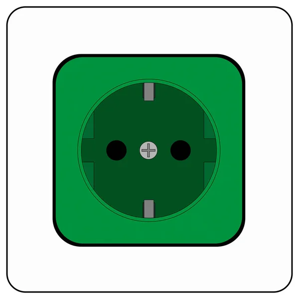 緑のインレイとプラグ ソケット — ストック写真