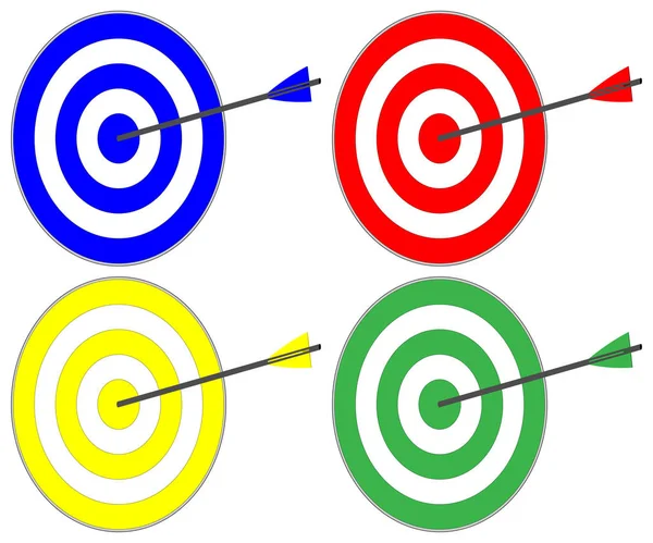 Στόχο, 4 χρωματιστά στόχο με το βέλος — Φωτογραφία Αρχείου