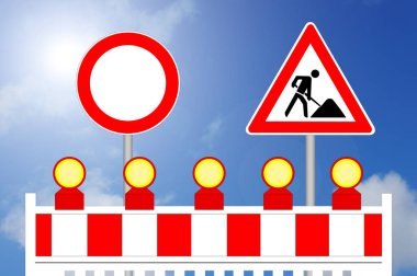 Yasak yol inşaat alanı bariyer işareti ile