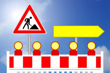 İnşaat alanı alternatif yol bariyeri işareti ile