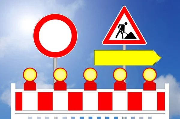 İnşaat alanı, yasak yol ve alternatif bir yol