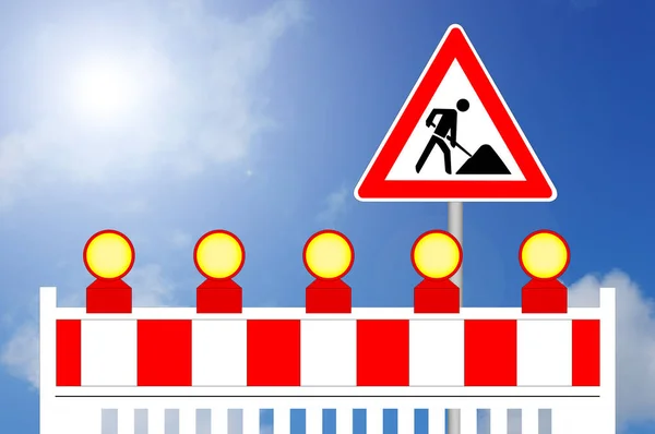 İnşaat bariyer işareti ile