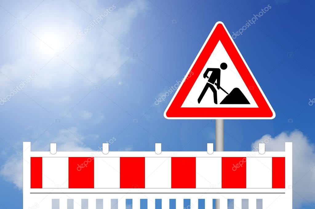 Construction Barrier with Sign