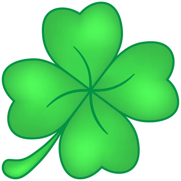 Dört yapraklı yonca yeşil beyaz arka plan üzerinde izole