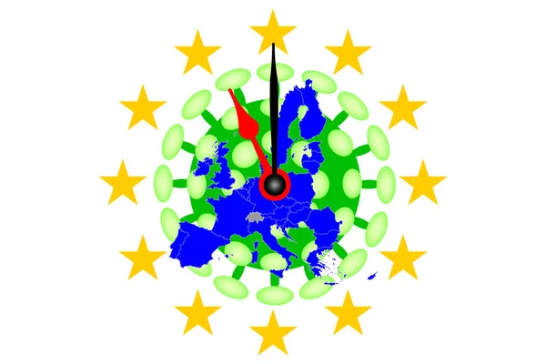 COVID-19 Virüs ve Saatli Avrupa Haritası