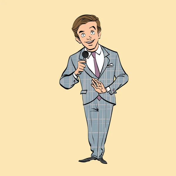 yayıncı, gazeteci veya mikrofonlu şarkıcı