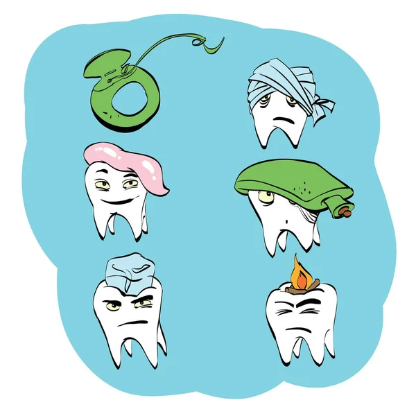Conjunto dental de salud dental e higiene bucal — Vector de stock