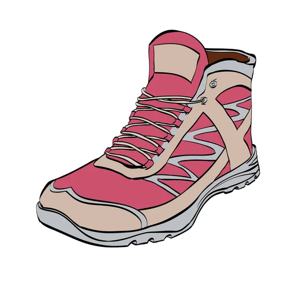 Röd vandring sneakers, skor — Stock vektor
