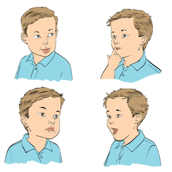 Set boy emotions — Stock Vector