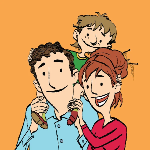 Famille maman papa et fils — Image vectorielle