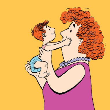 Kırmızı aile anne ve oğlu
