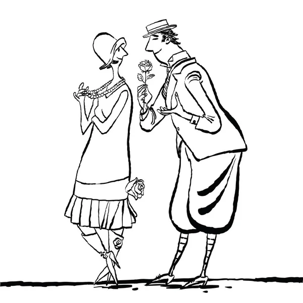 Ретро-мужчина и женщина любят свидания — стоковый вектор