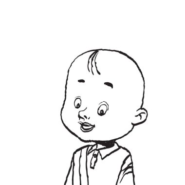 Bir Kel çocuk portresi illüstrasyon izole