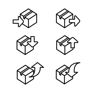 Line paketi, set kutusu simgeleri beyaz arka plan üzerinde