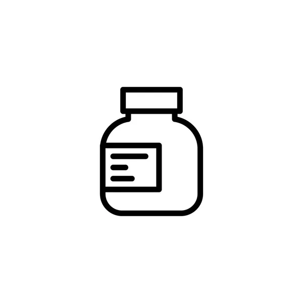 Satır hapları simgesi beyaz arka plan üzerinde şişe — Stok Vektör