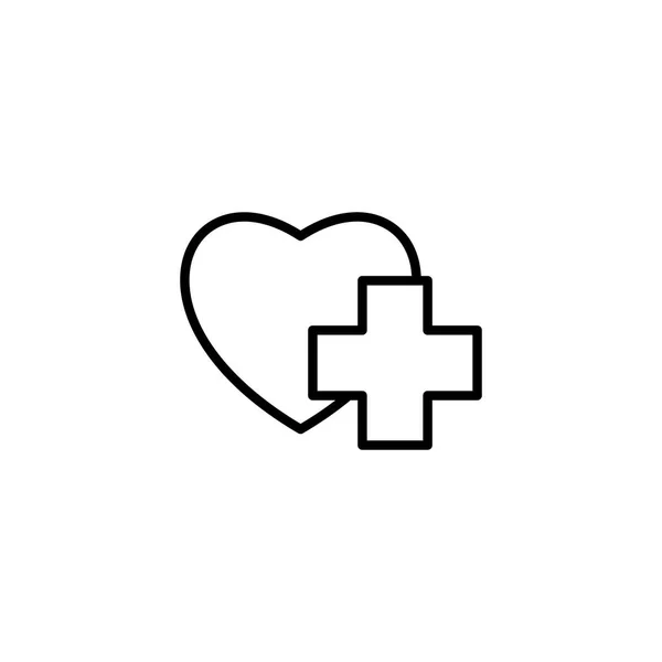 Corazón de línea delgada con icono de signo médico — Archivo Imágenes Vectoriales