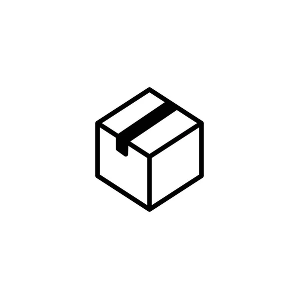 Pacote de linha, ícone de caixa no fundo branco — Vetor de Stock