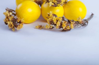 beyaz zemin üzerine çiçekli Paskalya yumurtaları